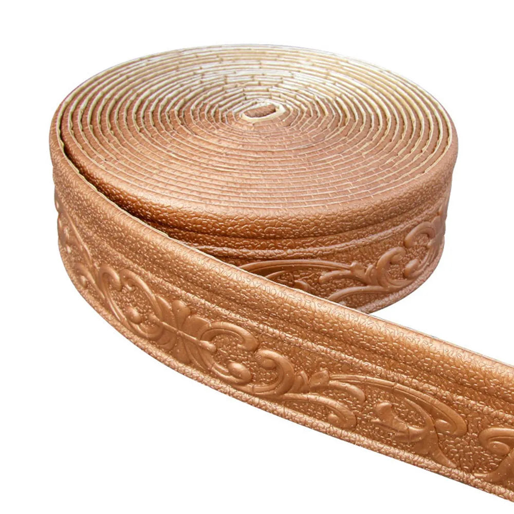 10m/Roll 3D Self-Adhesive Waterproof Vinyl Wall Trim For Skirting ,Border Or Baseboards  DIY R