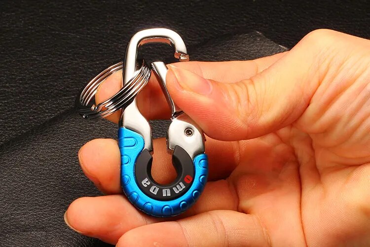 Stainless Steel, Double Ring Carabiner Keychain Buckle Clip.