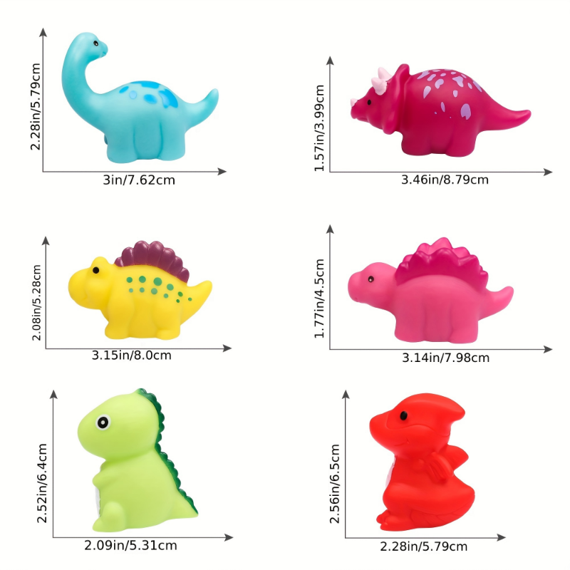 1/6 Pcs Dinosaur Light-Up Floating Bath Toys