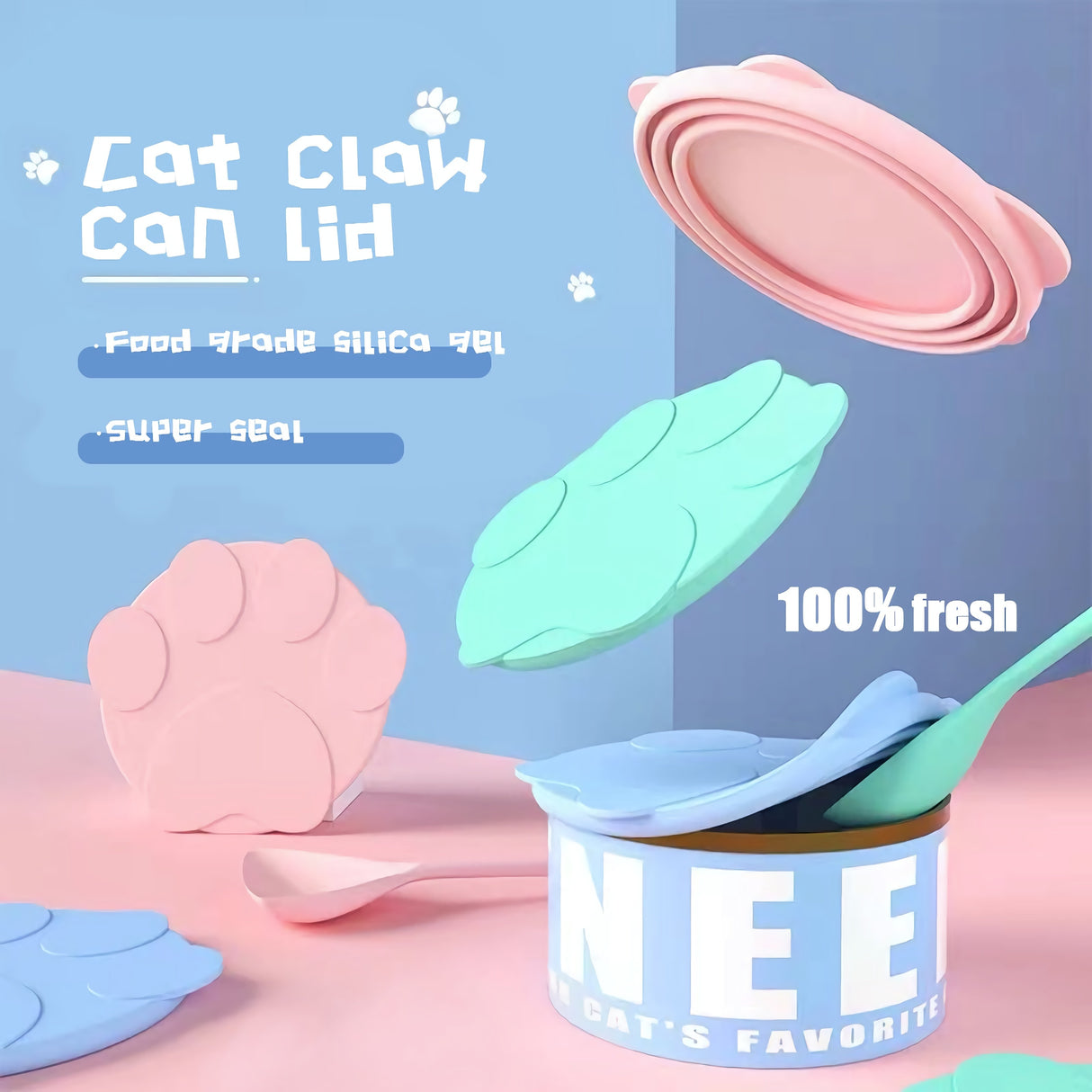 Silicone Pet Food Lid/Spoon.
