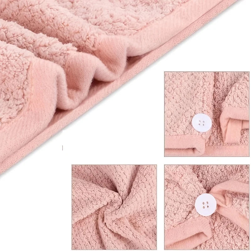 1PCS Microfiber Hair Towel With Button Fastener