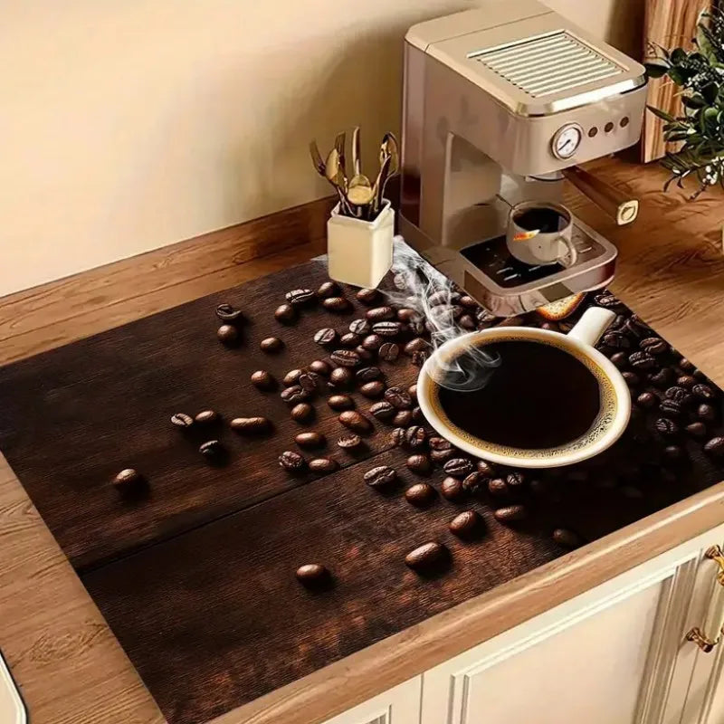 Absorbent Non-Slip Rubber Sole Coffee Machine Drip Mat