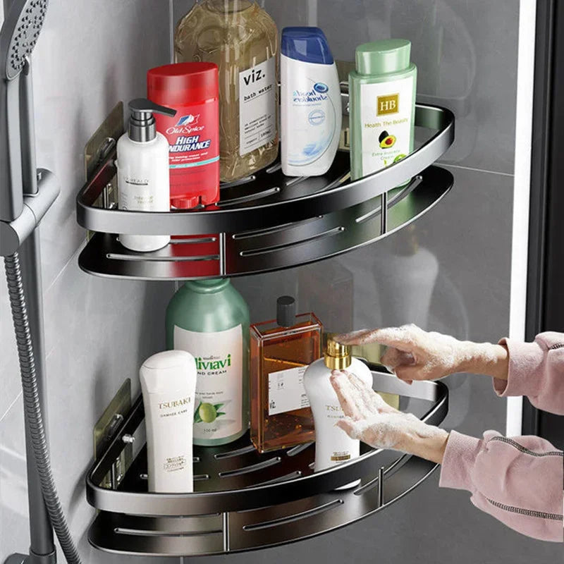 Aluminum Adhesive Corner Shelf Organizer For Showers
