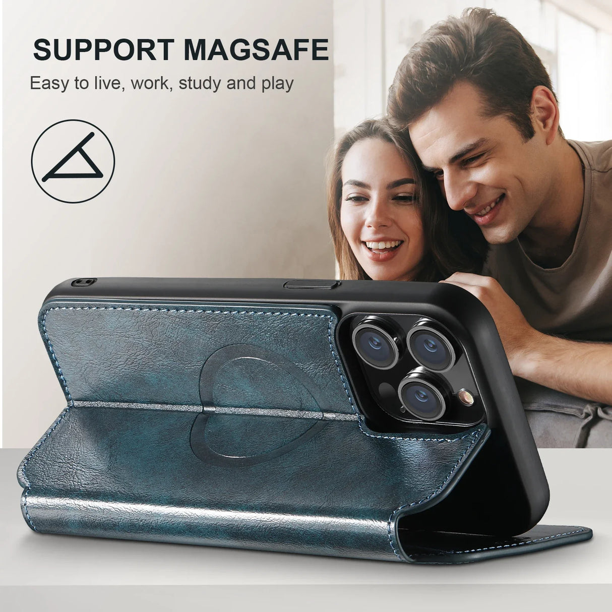 Wireless Charging  Magnetic Leather Wallet Phone Case For iPhone 16 12 13 14 15 Pro Max Plus
