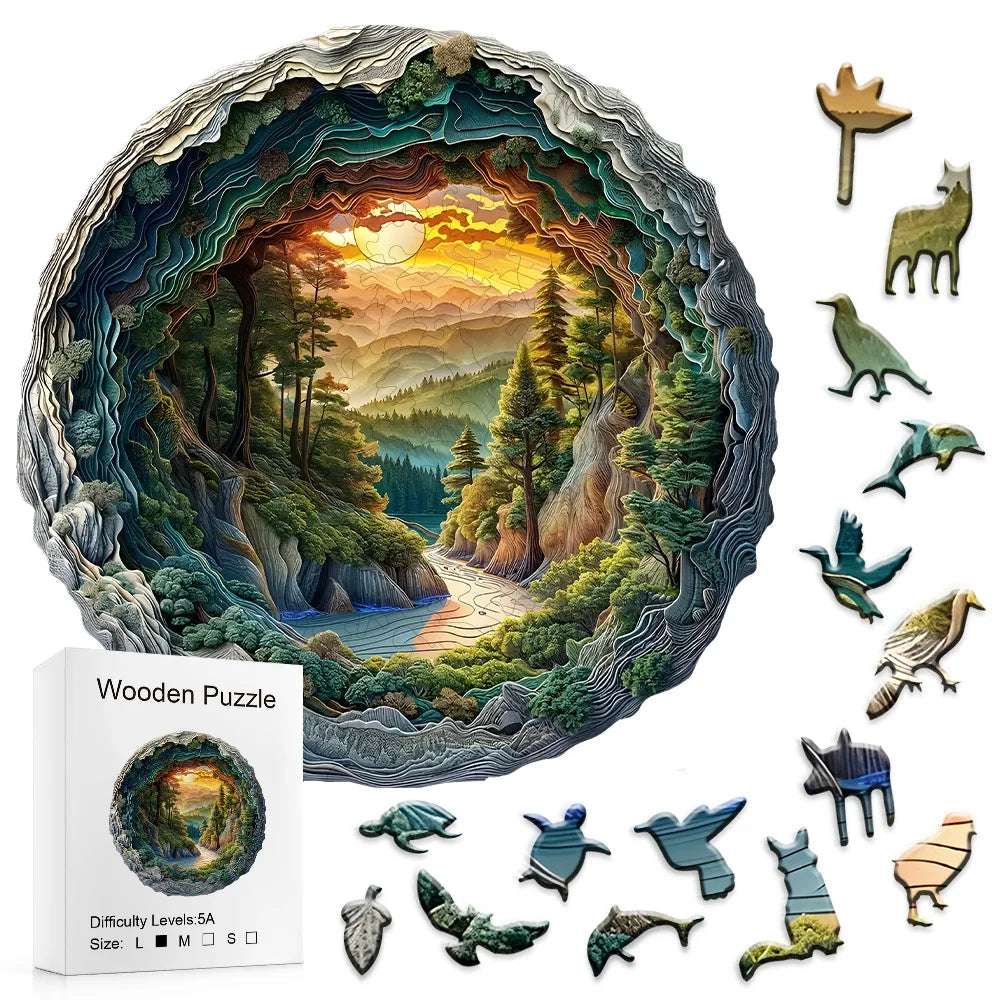 Flat Wooden Puzzles With 3D Visual Effect