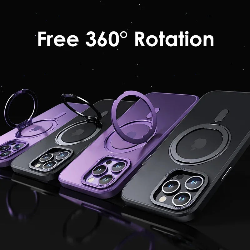 Magnetic 360°Rotation Stand Phone Case For Iphone 12 13 14 15 16 17 Pro Max Plus With Ring Holder