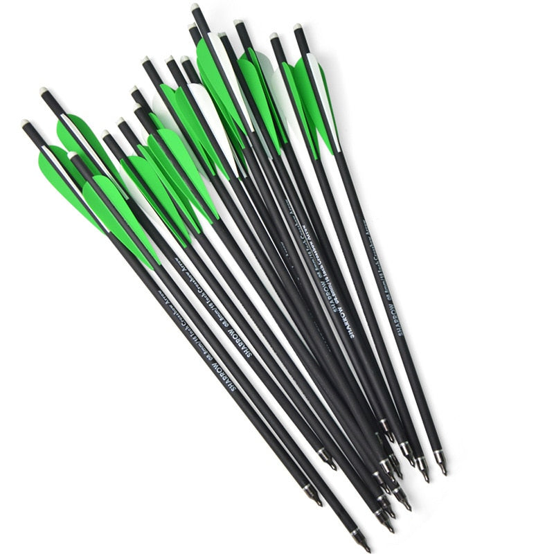 12pcs Archery Carbon Arrow 16/17/18/20/22inch Crossbow Bolts Diameter 8.8mm Arrows for Outdoor Shooting.