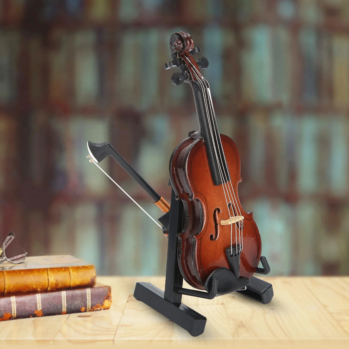 Decorative Mini Violin With Wooden Stand And Case