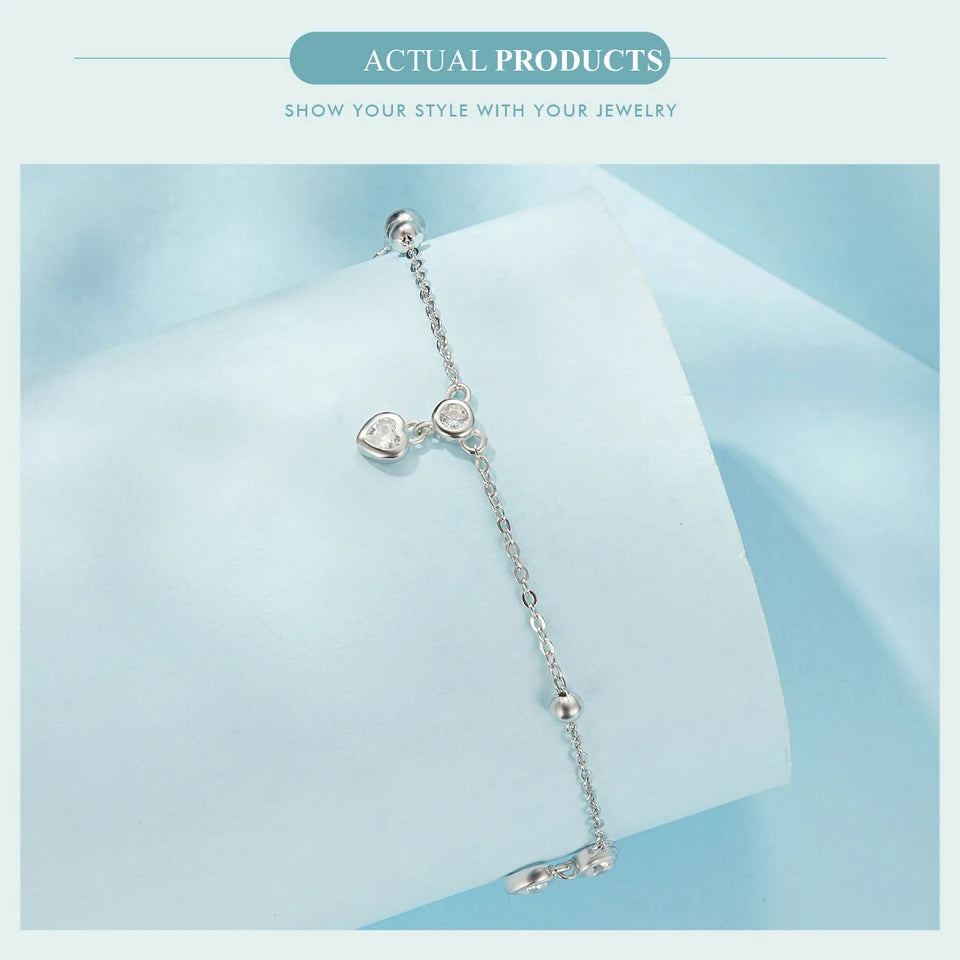 BAMOER 925 Sterling Silver Snake Adjustable Chain Anklet Bracelet