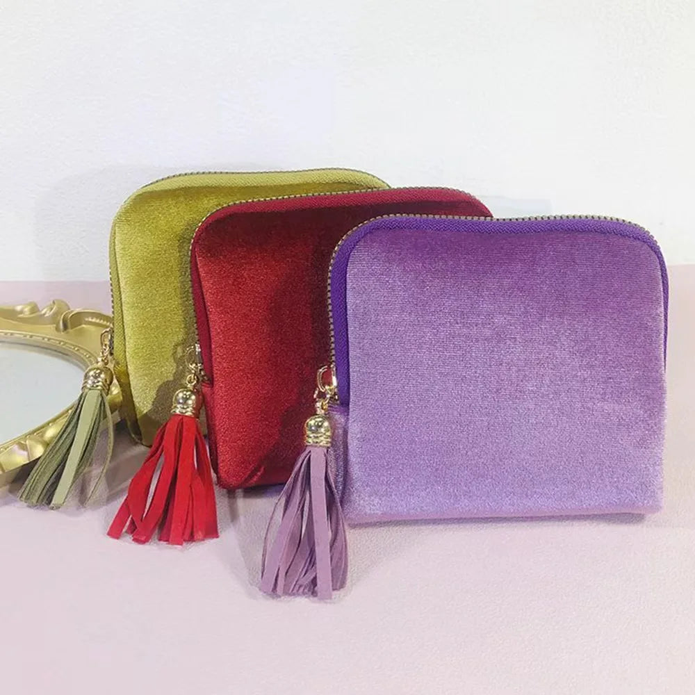 Velvet Travel Jewelry Pouch With Zipper