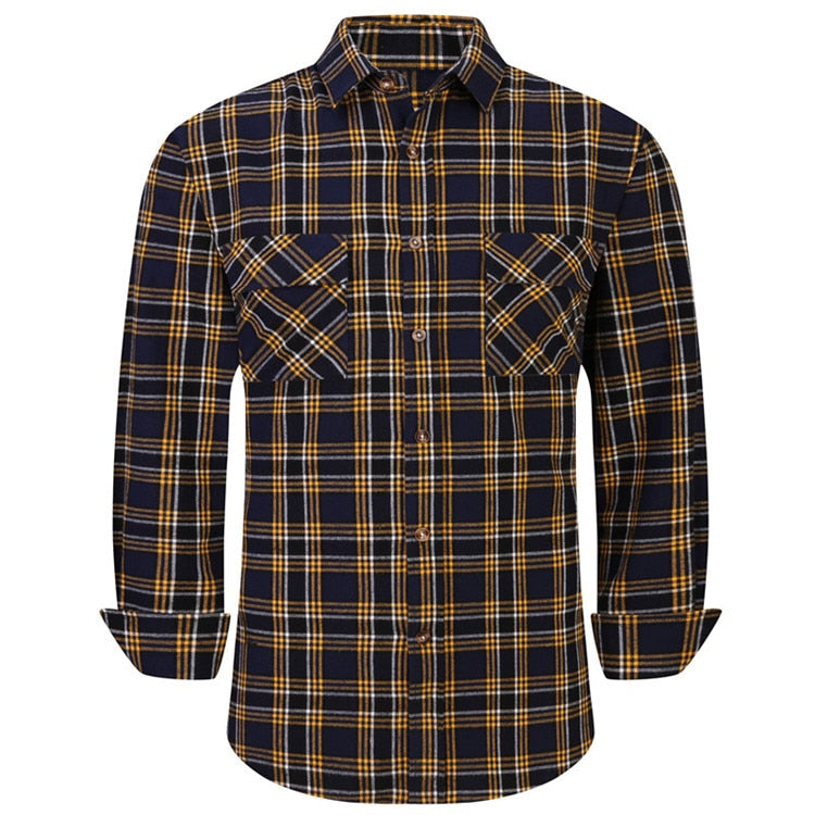 Men's Plaid Flannel Casual Long-Sleeved Shirt. Sizes For (USA SIZE S M L XL 2XL)