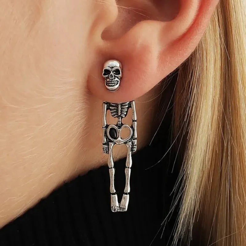 Halloween Skull, Skeleton,Ghost And Spider Web Dangle Earrings