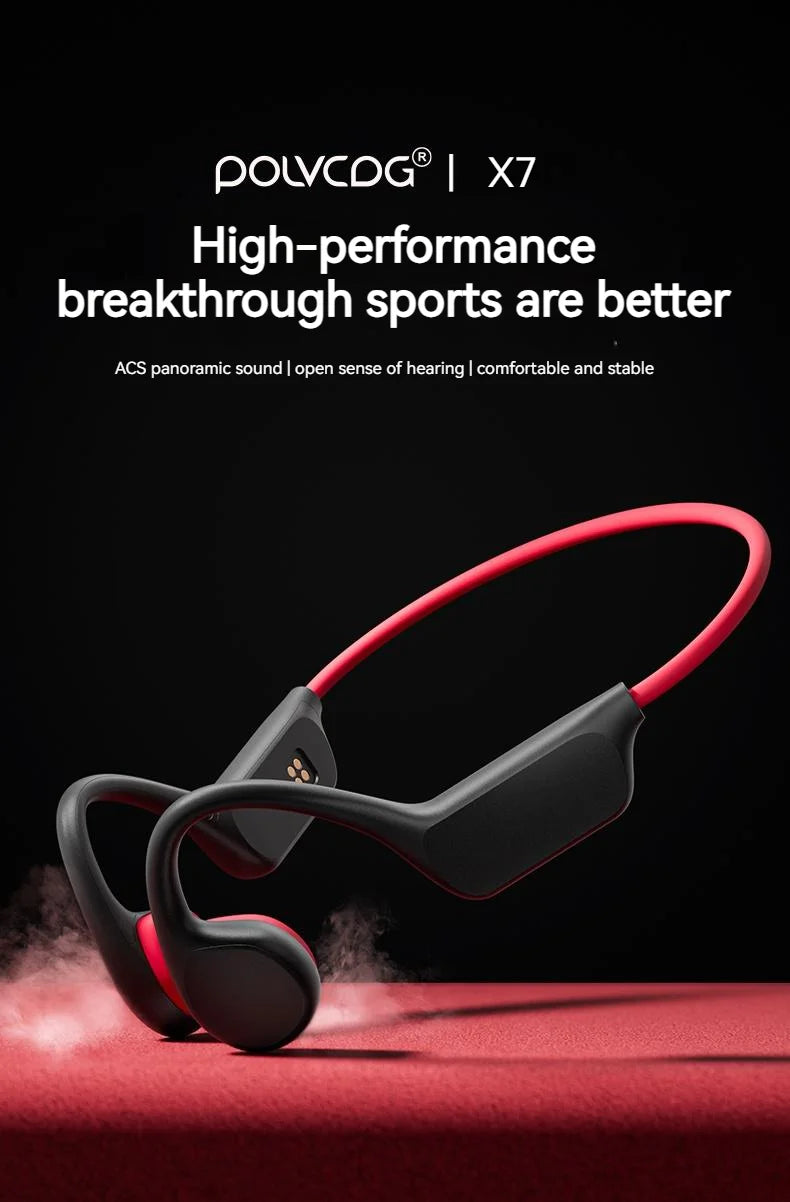 POLVCDG  Wireless/ Waterproof Bluetooth Bone Conduction Headset X7 IPX8 32GB Memory 5.3