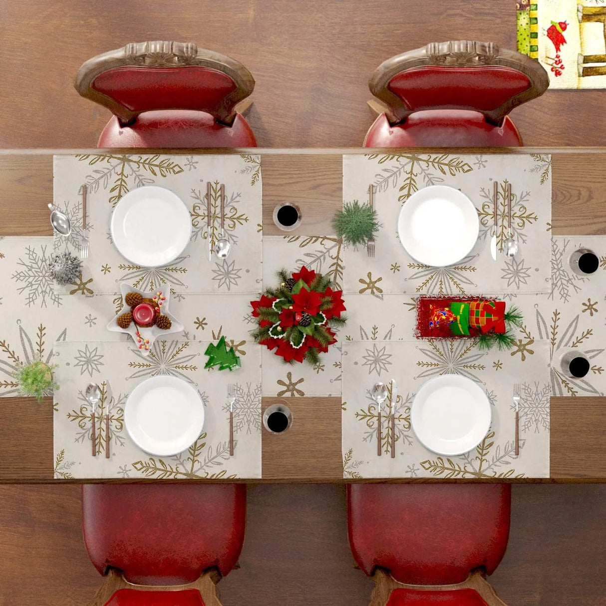 4PCS 30*45CM Linen Christmas Table Placemats