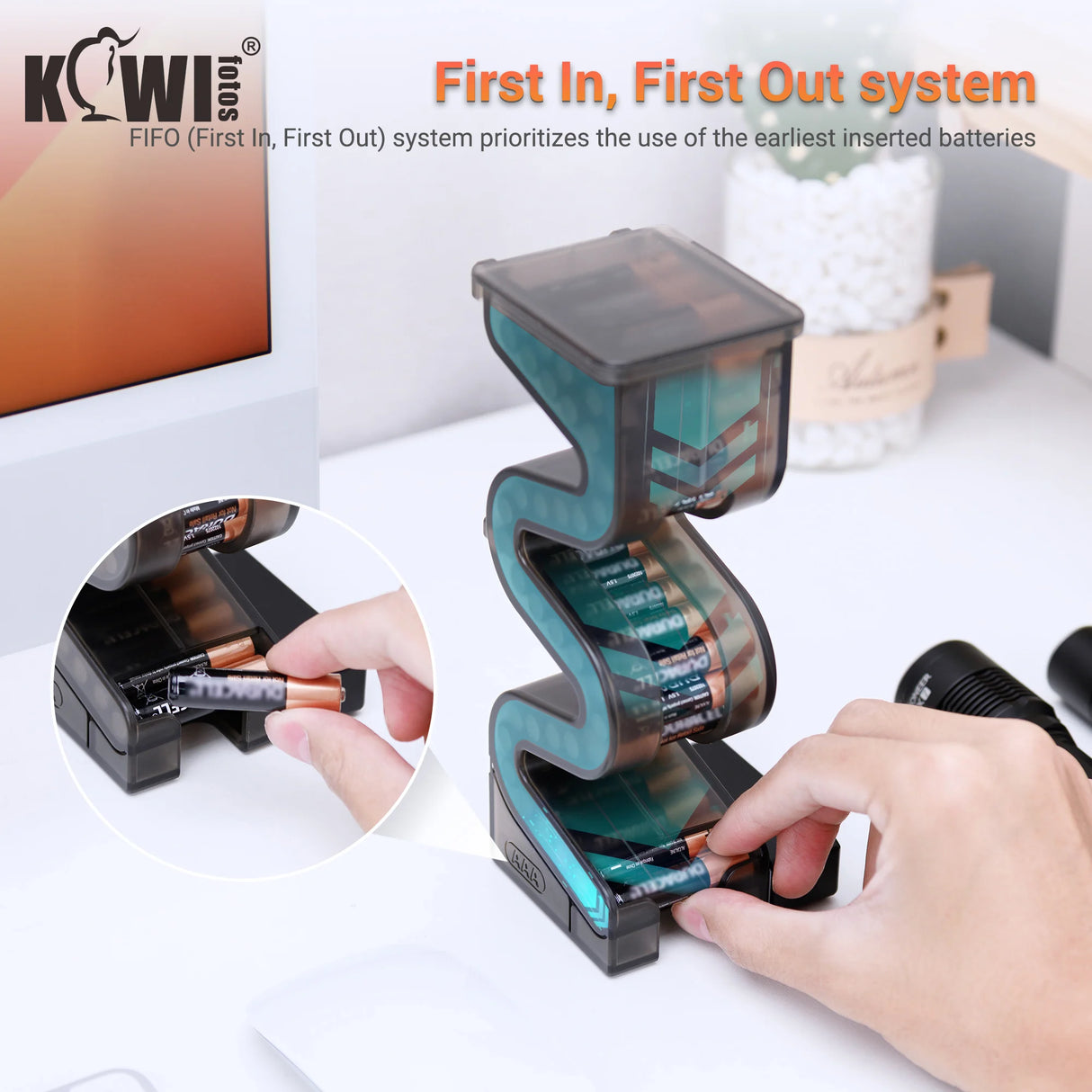 Battery Ladder Dispenser For 35 AAA Or 27 AA With Tester