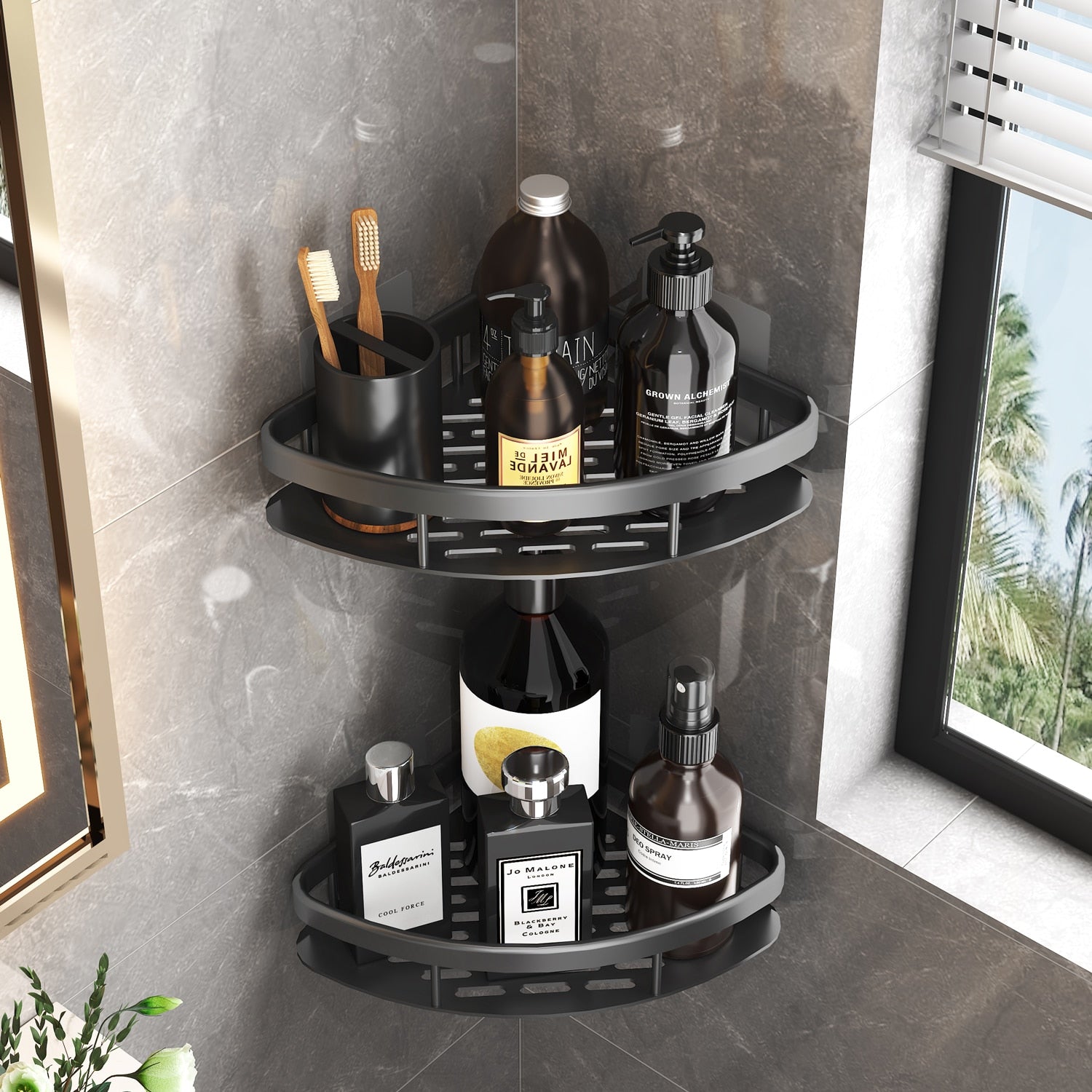 Adhesive Aluminum Storage Organizer For Bathroom Accessories.