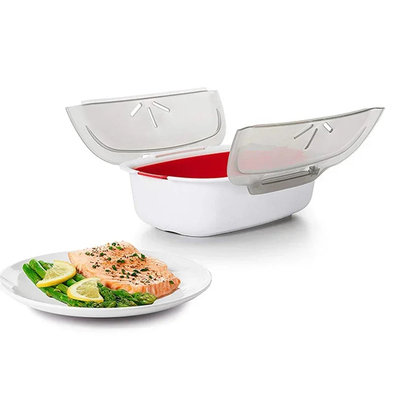 Microwave Oven Plastic Steamer With Lid