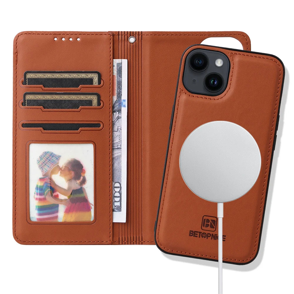 BETOPNICE 2 in 1 Detachable Magnetic Leather Case for iPhone 15 Pro Max 12 13 Mini 14 Plus