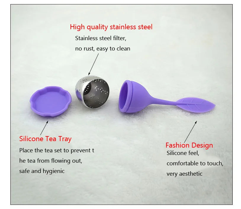 1Pcs  Silicone Leaf Tea Infuser And Tray.