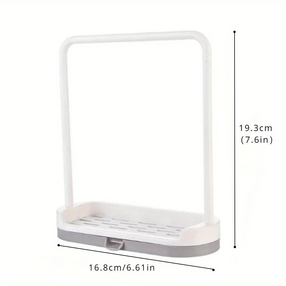 1PC Plastic Kitchen Towel Storage Rack With Sponge Drain Shelf