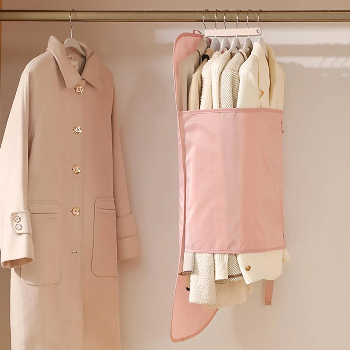 Vacuum Compressed Adjustable Seasonal Storage Organizer For Suits Coats Or Sweaters