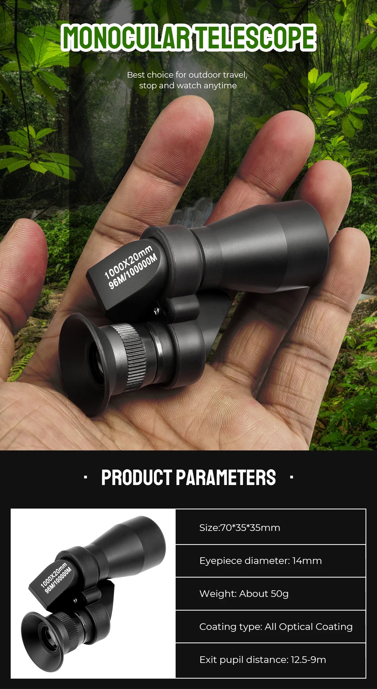 HD Mini High Magnification Zoom Pocket Monocular Telescope