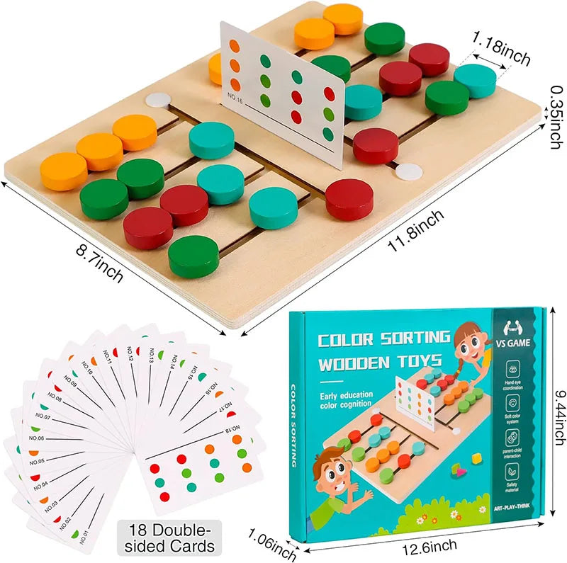 Toddlers Wooden Colorful Slide Matching Puzzle Board Game