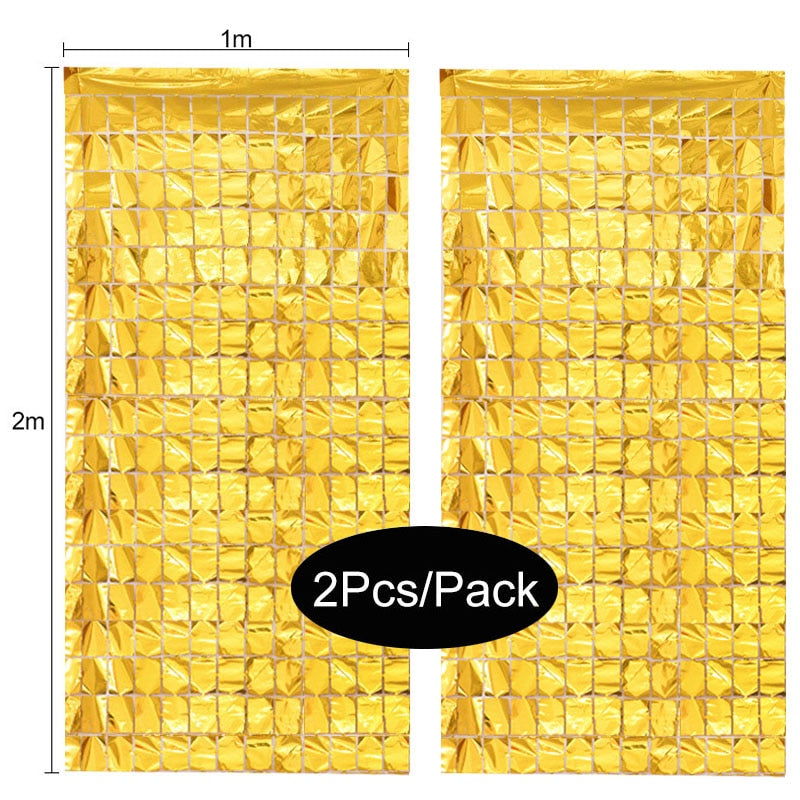 2Pack Party Metallic Foil Backdrop Curtain Decoration.  Great For Weddings, Birthdays or Showers.