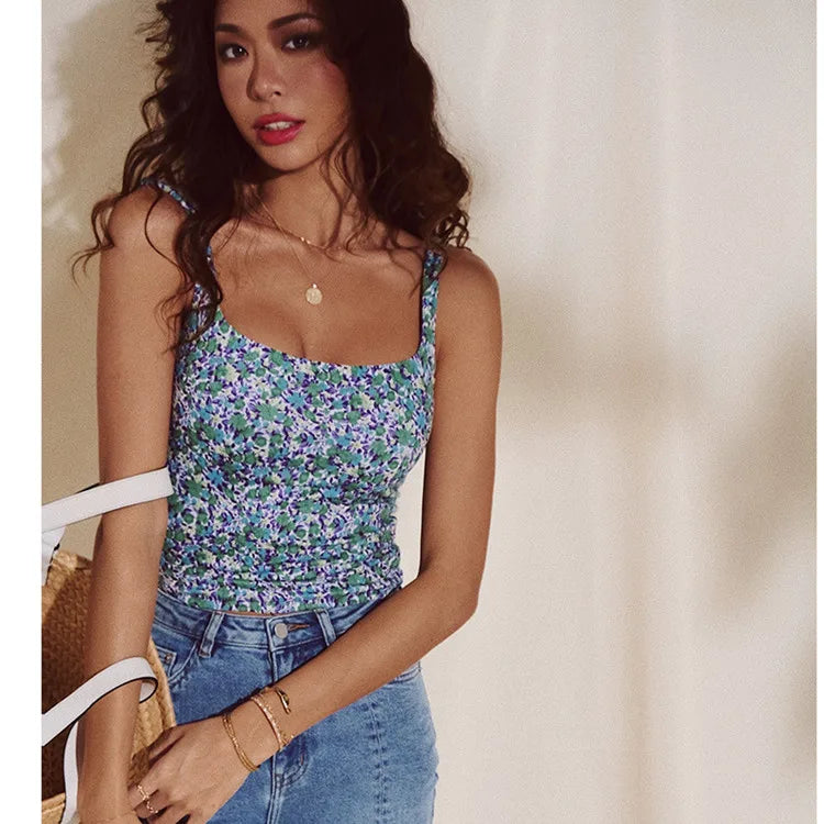 YUSHUHUA Women's Colorful Print Sports Tops With Pads