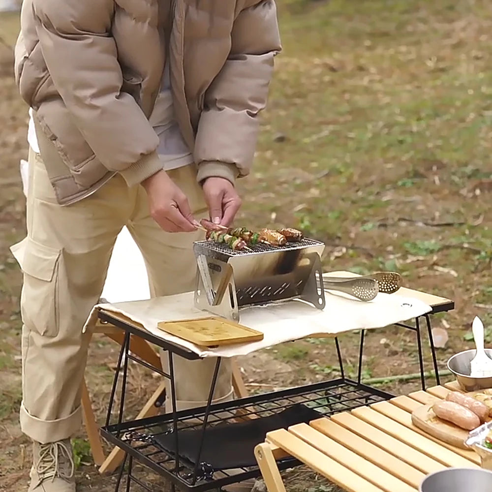 Tomshoo Portable Folding Stainless Steel Backpacking Barbeque