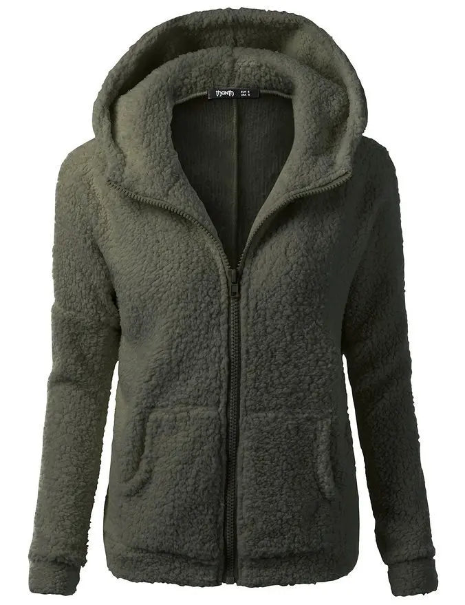 Women 's Winter Lamb Fleece Hoodies With Zipper