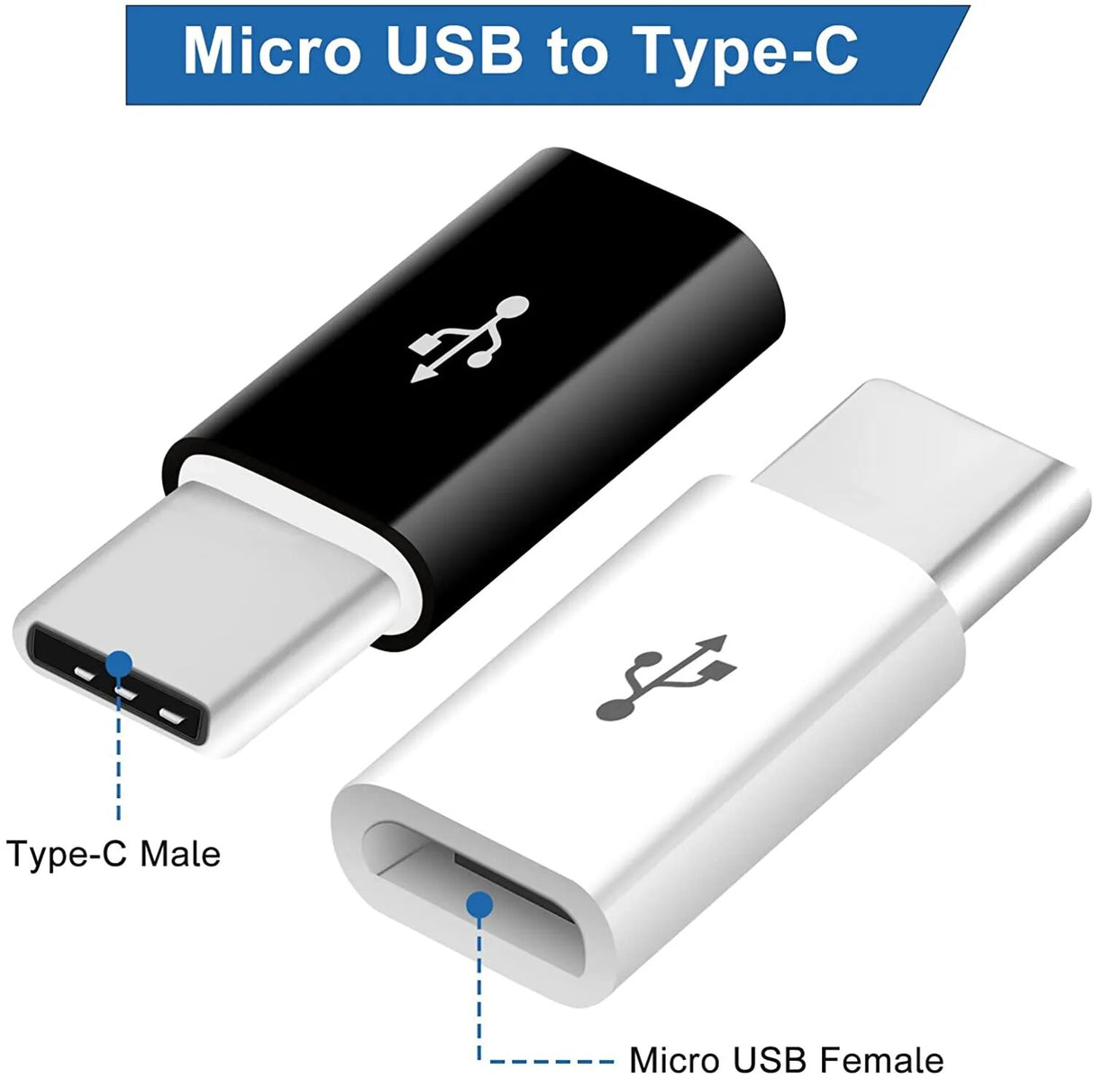 1/5/10Pcs Micro USB To Type C Connector for Android, Smart Phone And Tablet.