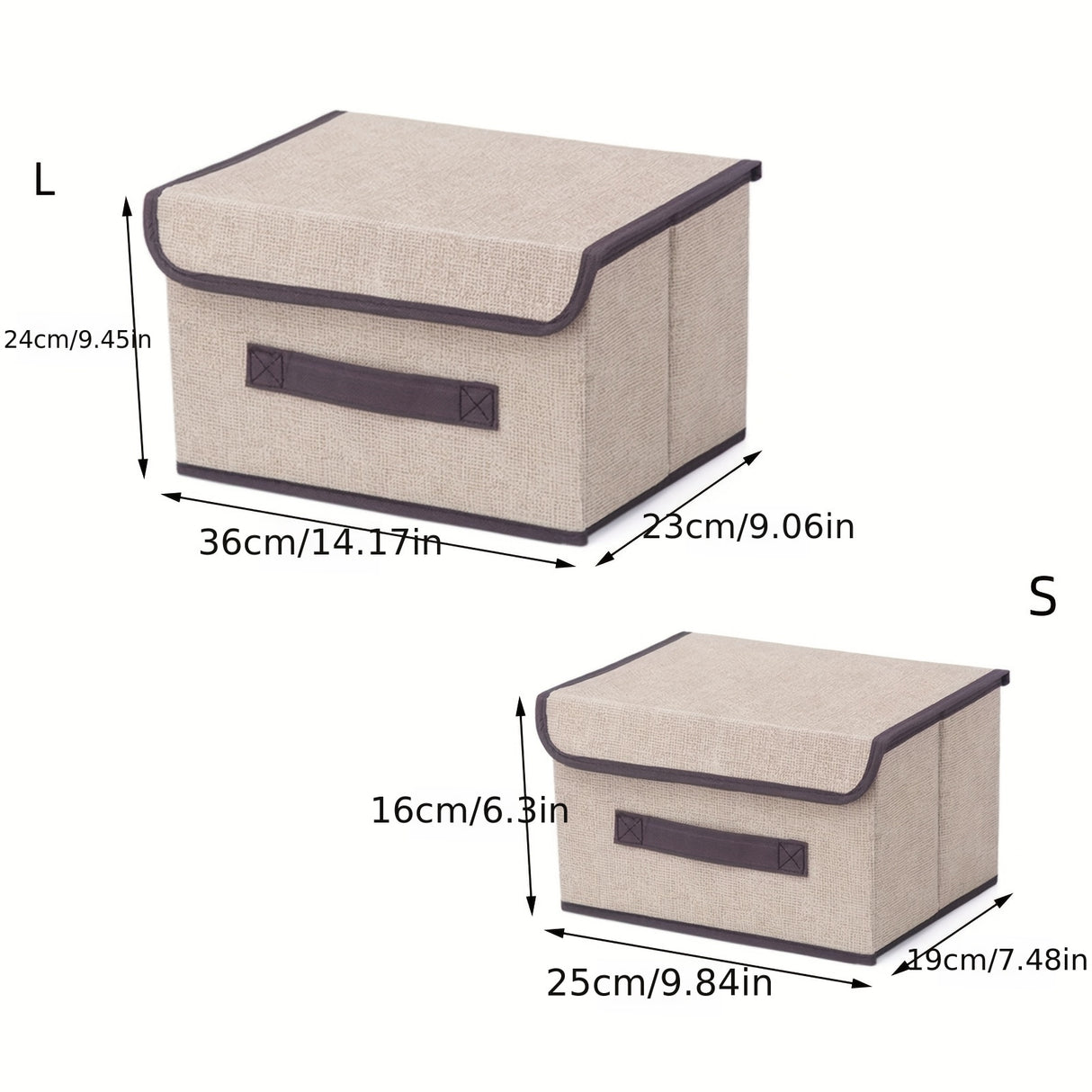 1pc Linen Fabric Storage Box With Lid.