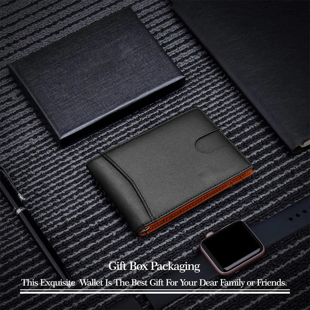 RFID Leather Money Clip Wallet. f