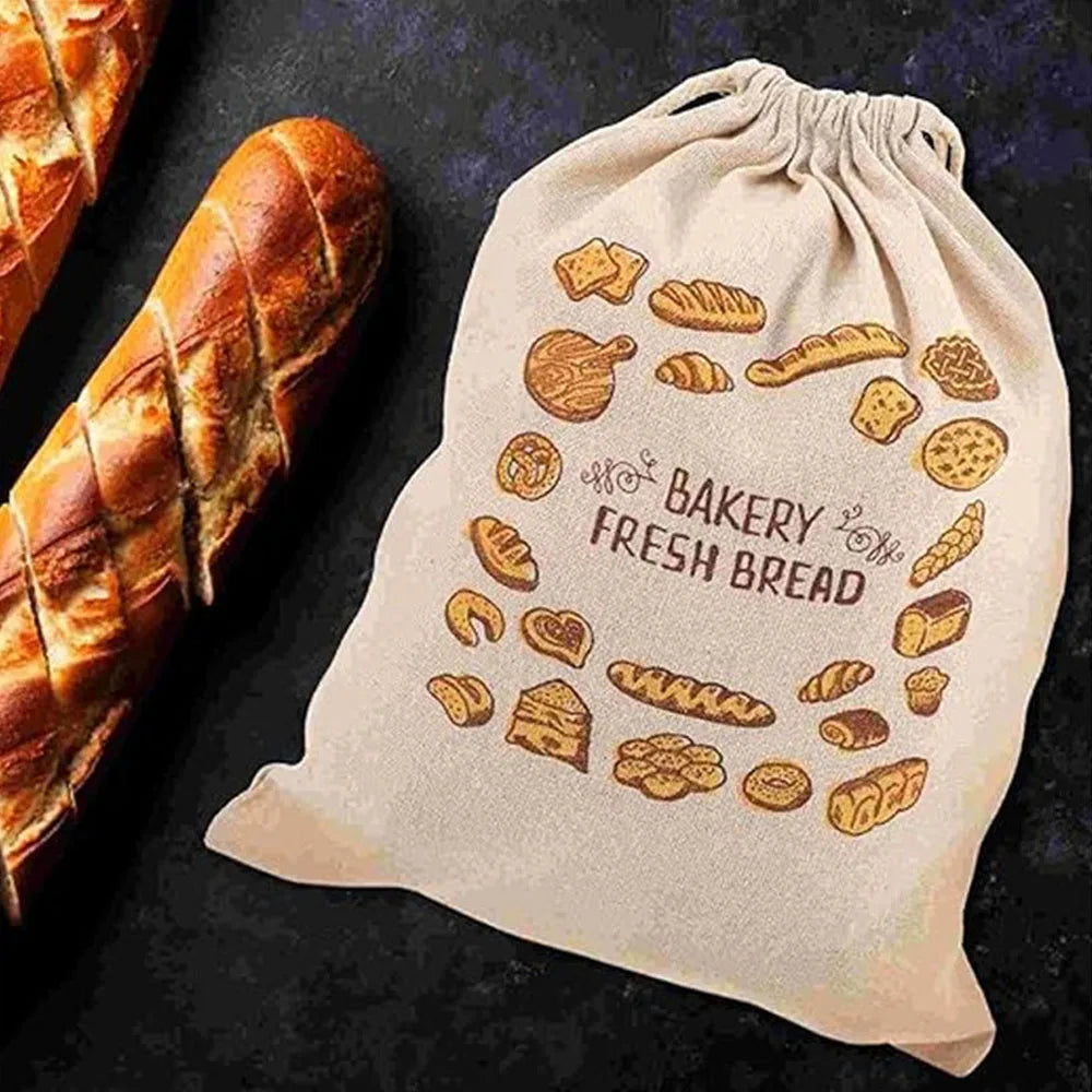 Reusable Linen Bread Bag With Drawstring