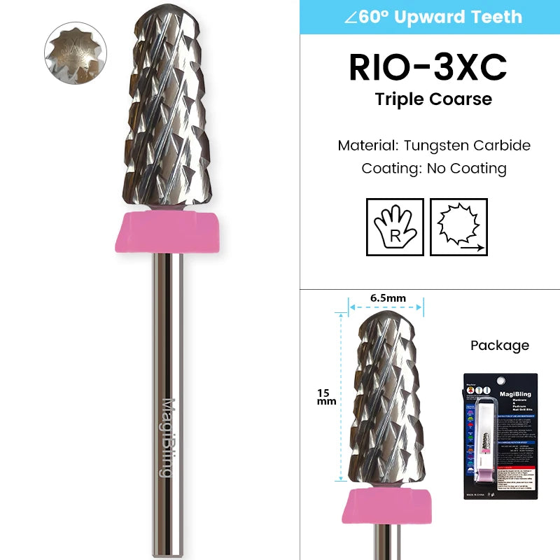 3/32" MagiBling Professional Manicure Nail Drill Bits for Hard Acrylic Gel