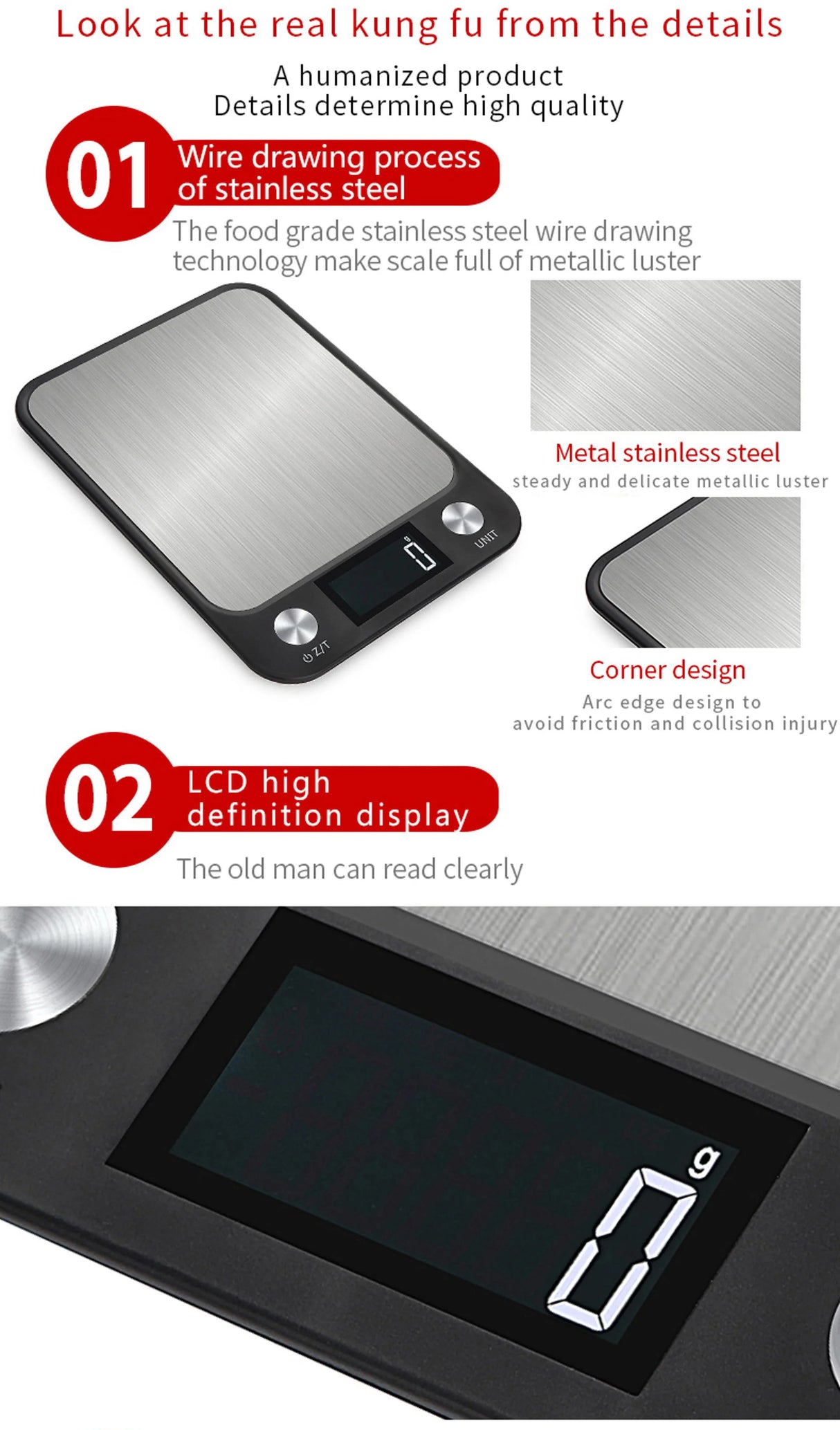 15Kg/1g Electronic Digital Stainless Steel Kitchen Scales
