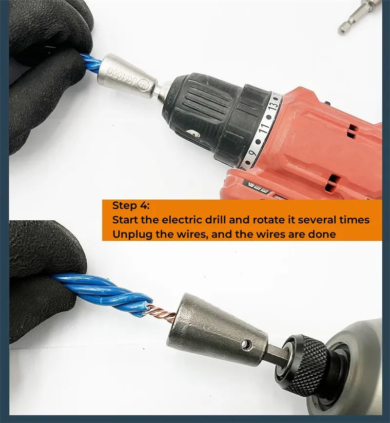 Quick Connecting 2-6 Way Cable Peeling, Wire Twisting Tool for Power Drill