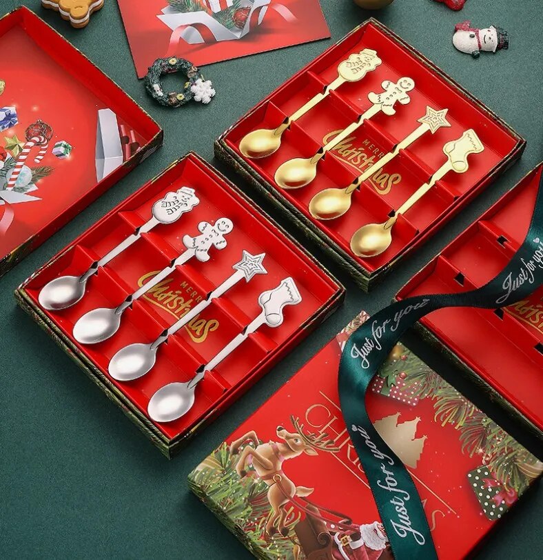 4PCS Stainless Steel Christmas Spoons.