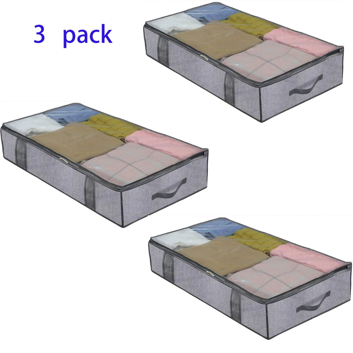 Storage Bag With Cover That Fits Under the bed With 4 Reinforced Handles