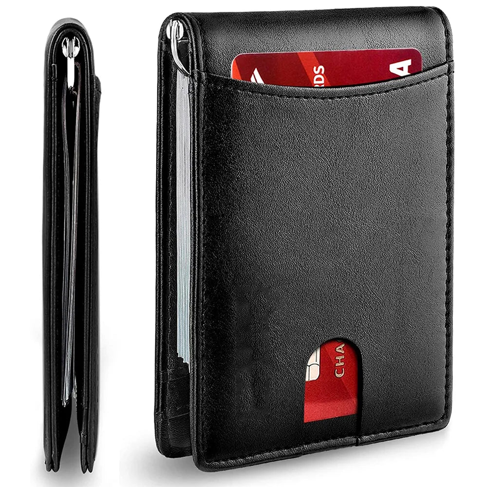 RFID Leather Money Clip Wallet. f
