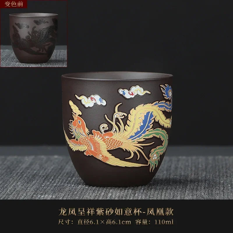 1pcs Tea Cup Changes Color In Hot Water To Dragon Or Phoenix