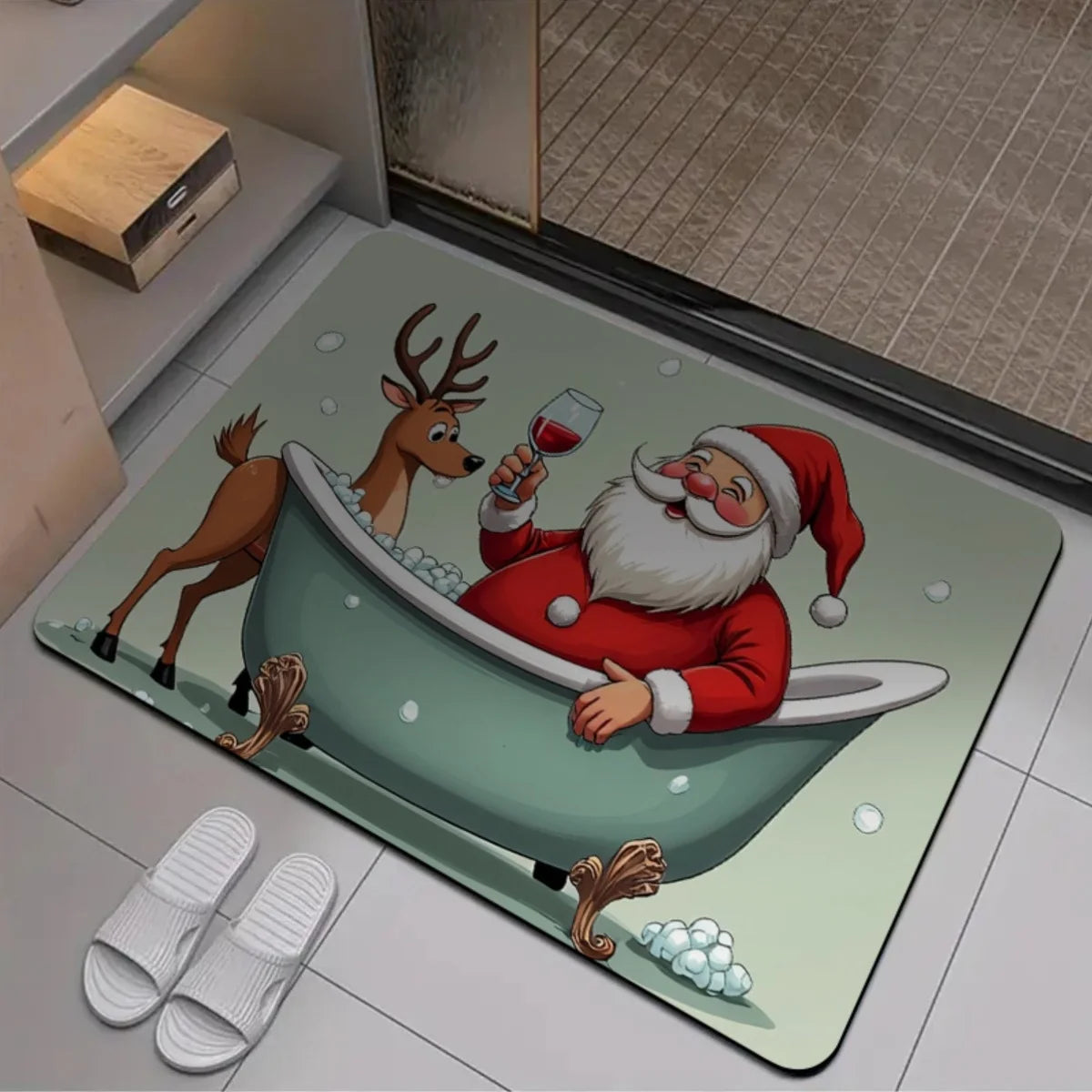 VIKAMA Thick Absorbing Anti-Slip Christmas Machine Washable Floor Mat