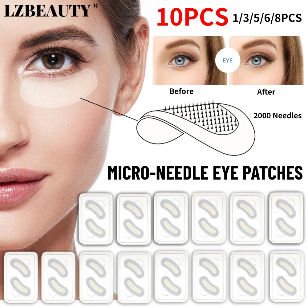 1-10PCS Hyaluronic Acid Microneedle Eye Patches Mask for Anti Wrinkle Or Aging Dark