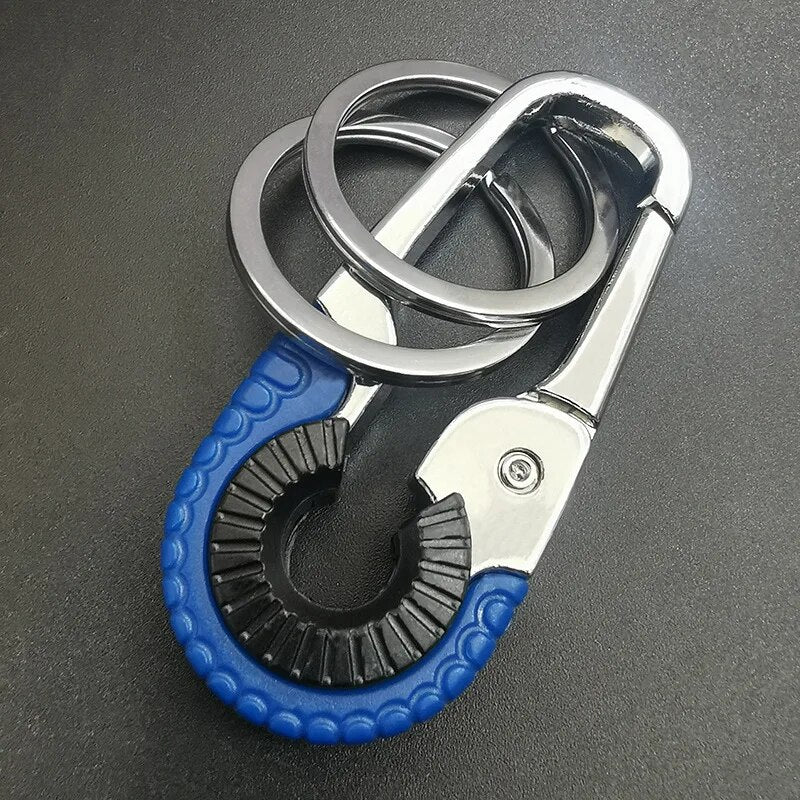 Stainless Steel, Double Ring Carabiner Keychain Buckle Clip.
