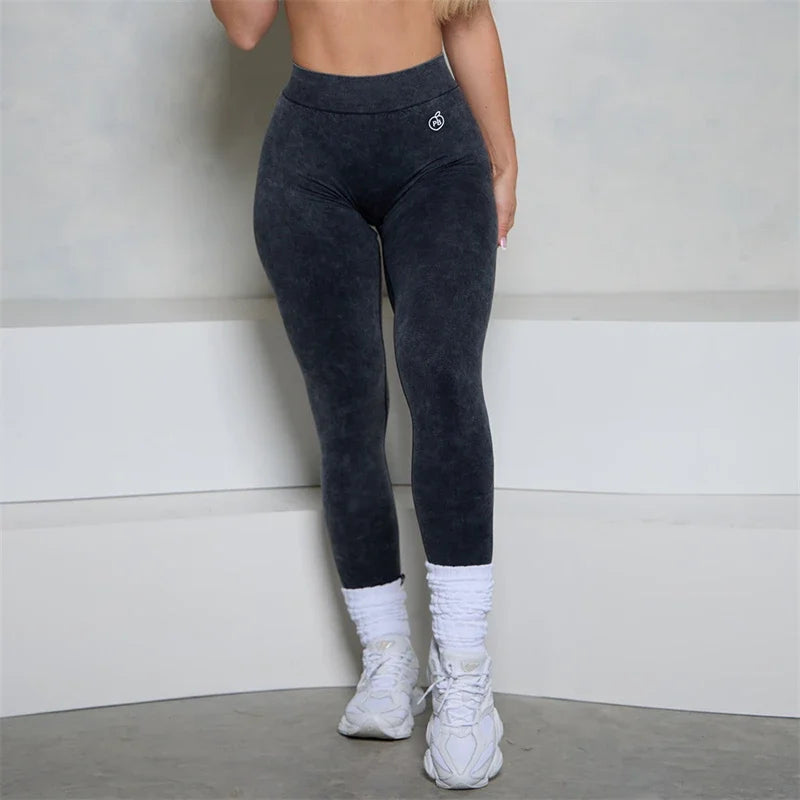 Women Seamless High Stretch  Low V-Back Scrunch Butt Leggings