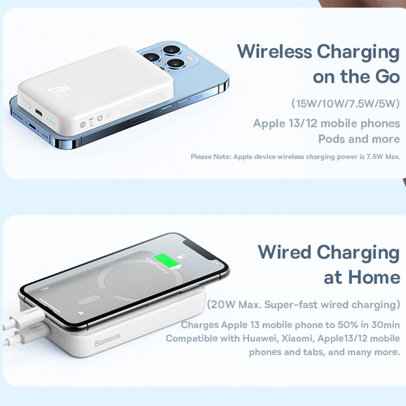 Baseus Power Bank 10000mAh Mini Magnetic Wireless Fast Charge with Auto-wake For iPhone 14 13 12 Pro Max Magsafe