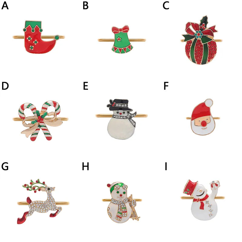 Christmas Napkin Metal Rings Holders