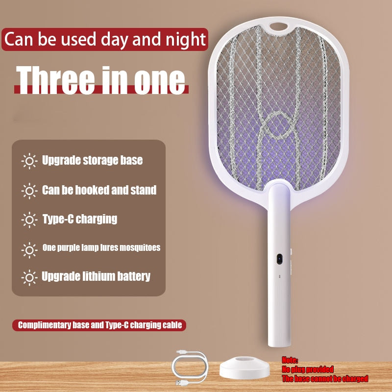 USB rechargeable 3 In 1 Electric Fly/Mosquito Swatter. 3000V