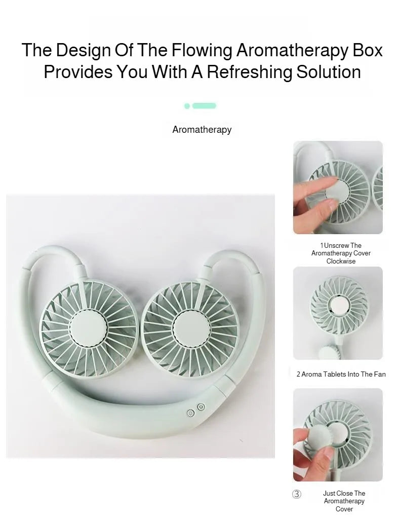 LED Rechargeable 3 Speed Silent Neck Fan